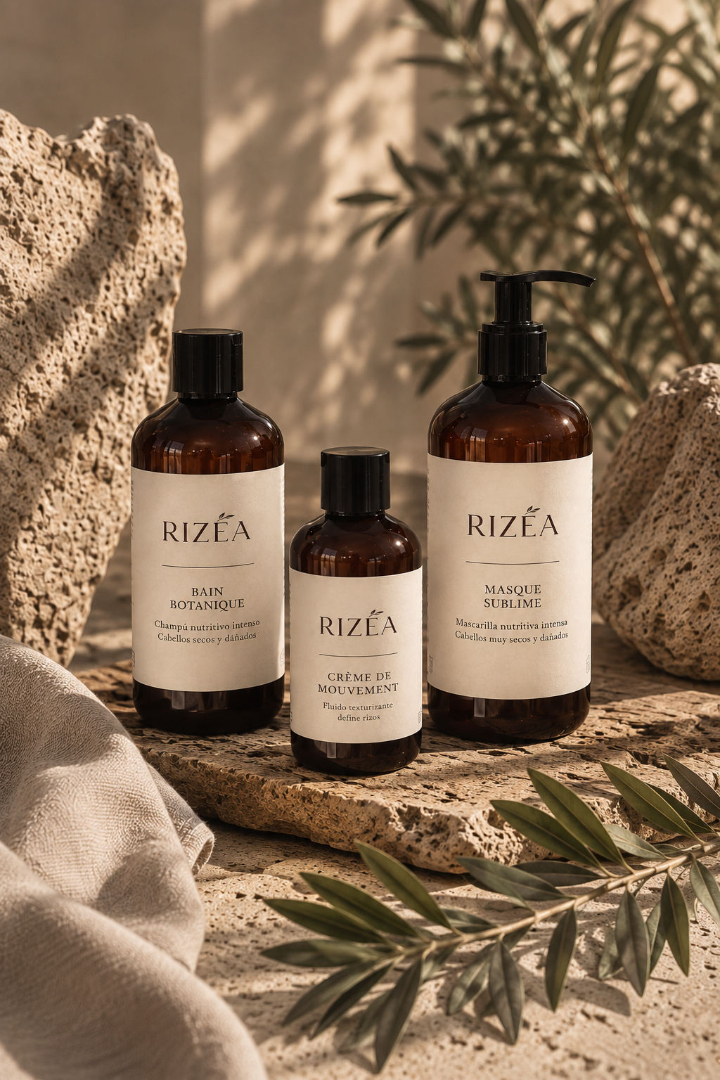 Colección RIZÉA Bain Botanique, Masque Sublime y Crème de Mouvement